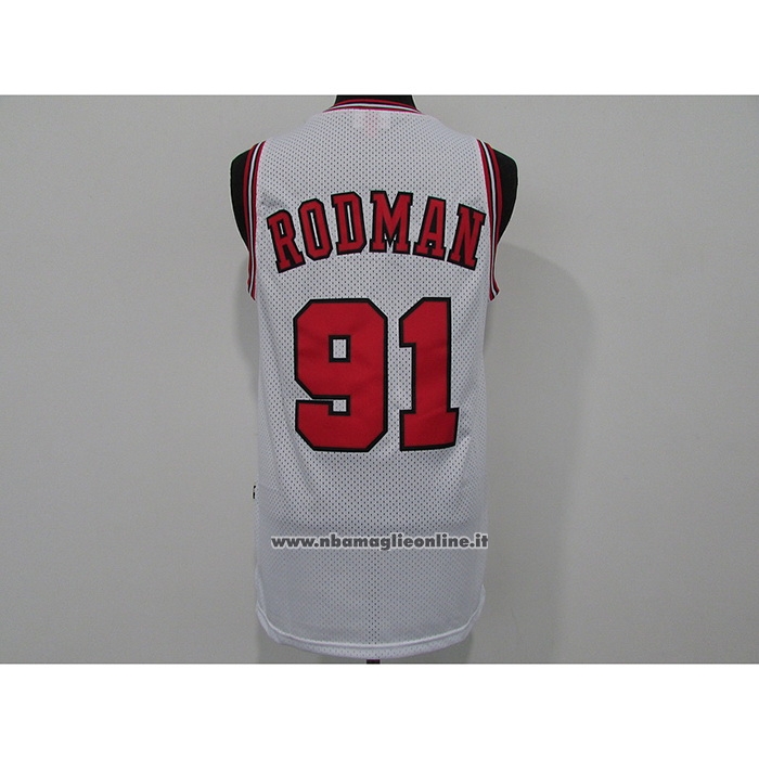 Maglia Chicago Bulls Dennis Rodman #91 Mitchell & Ness 1997-98 Bianco
